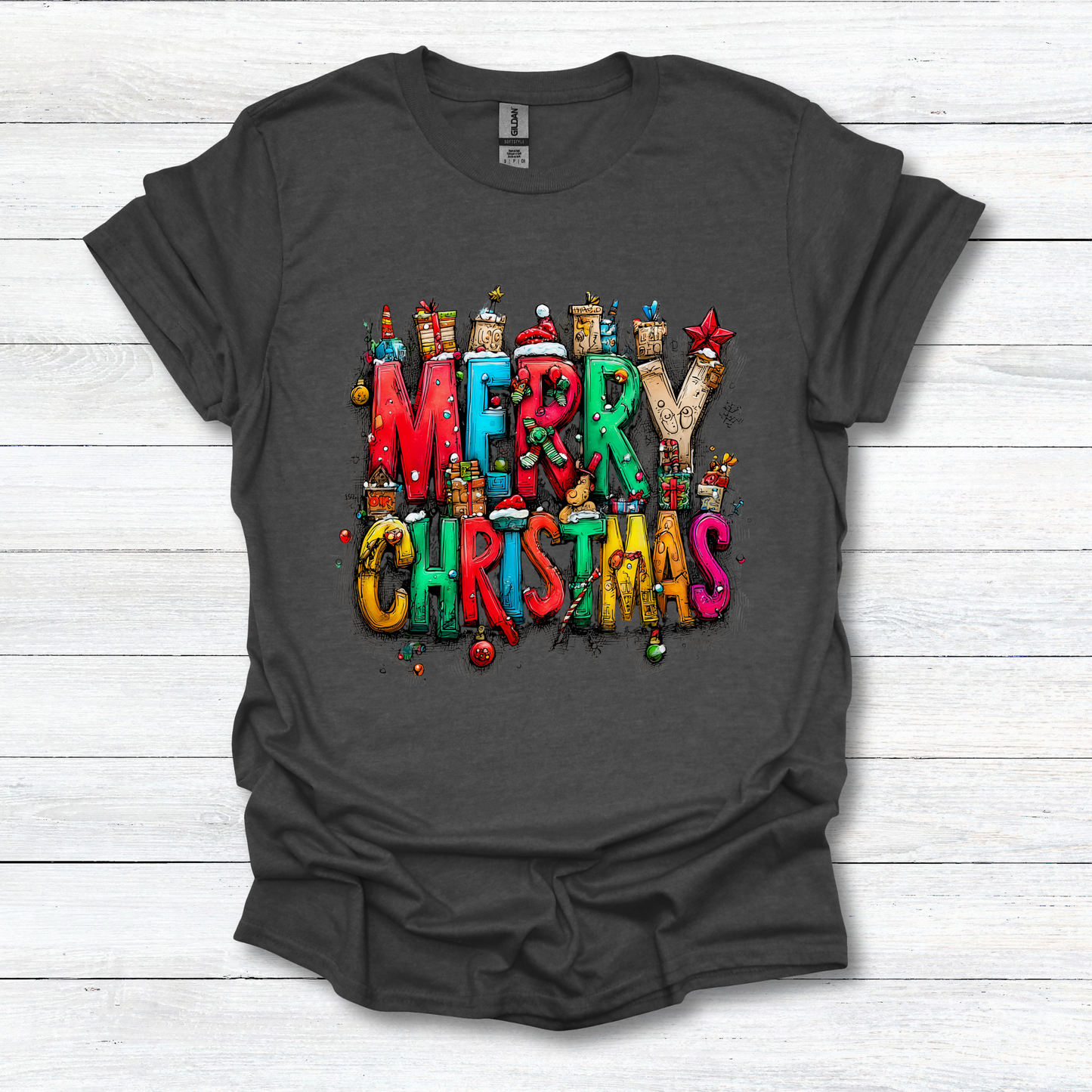 Merry Christmas Colorful Holiday Graphic T-Shirt