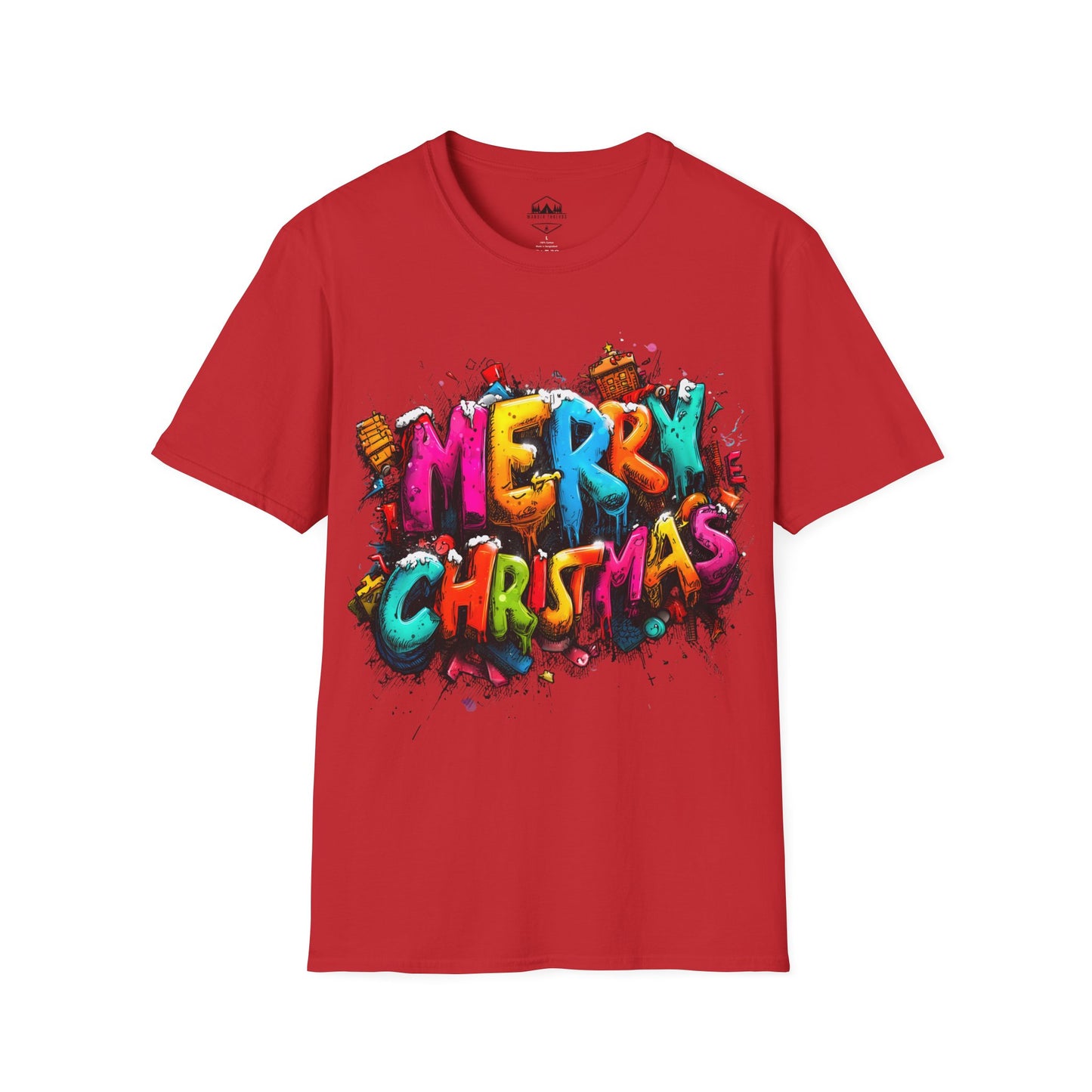 Colorful Graffiti "Merry Christmas" Holiday Tee