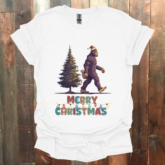Merry Christmas Bigfoot Holiday Tee