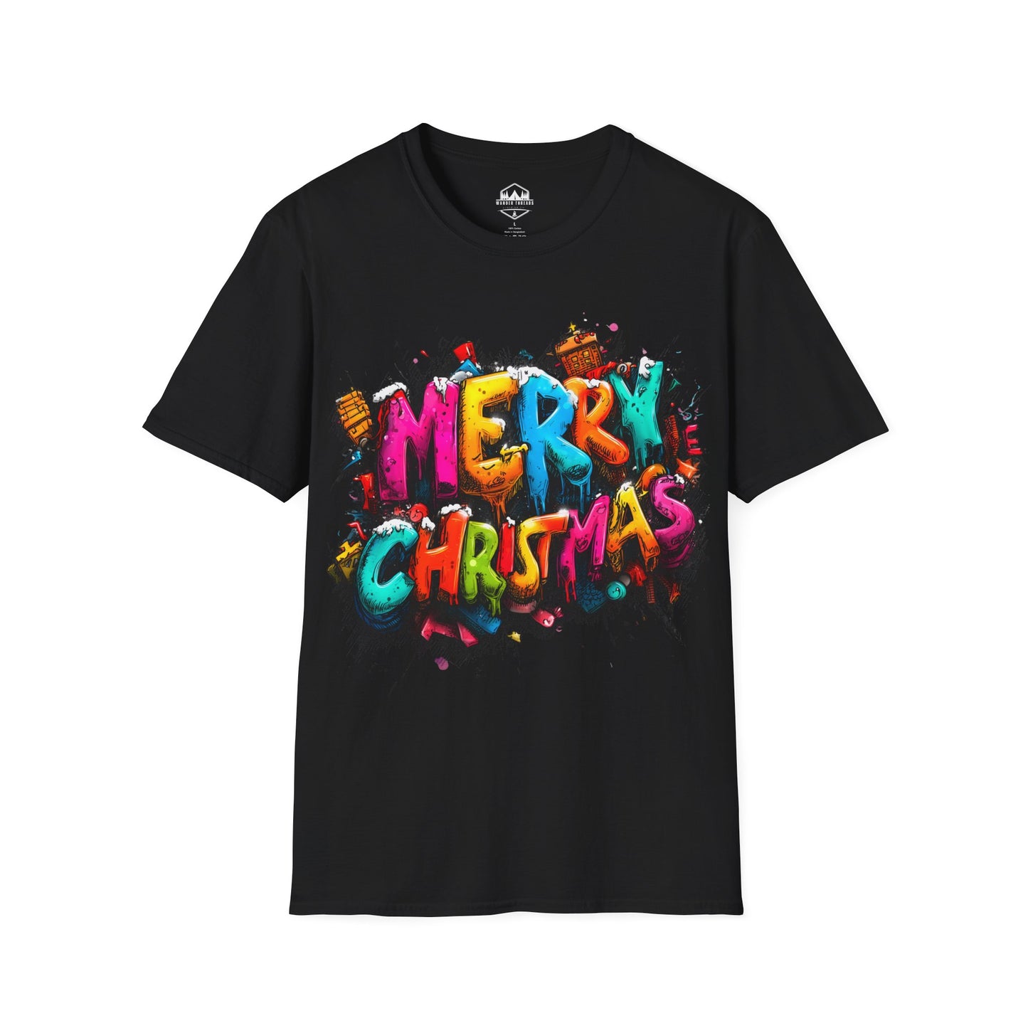 Colorful Graffiti "Merry Christmas" Holiday Tee