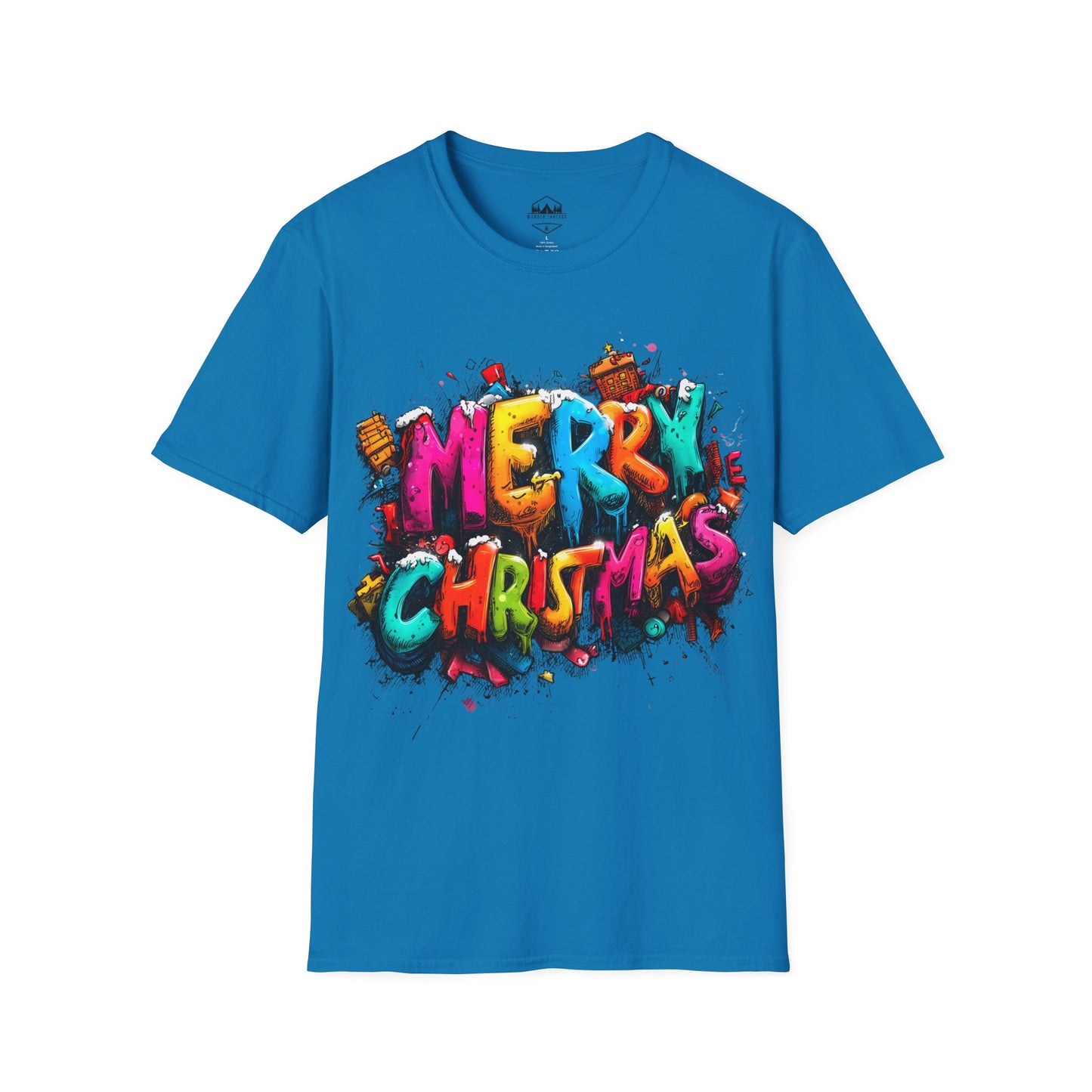 Colorful Graffiti "Merry Christmas" Holiday Tee