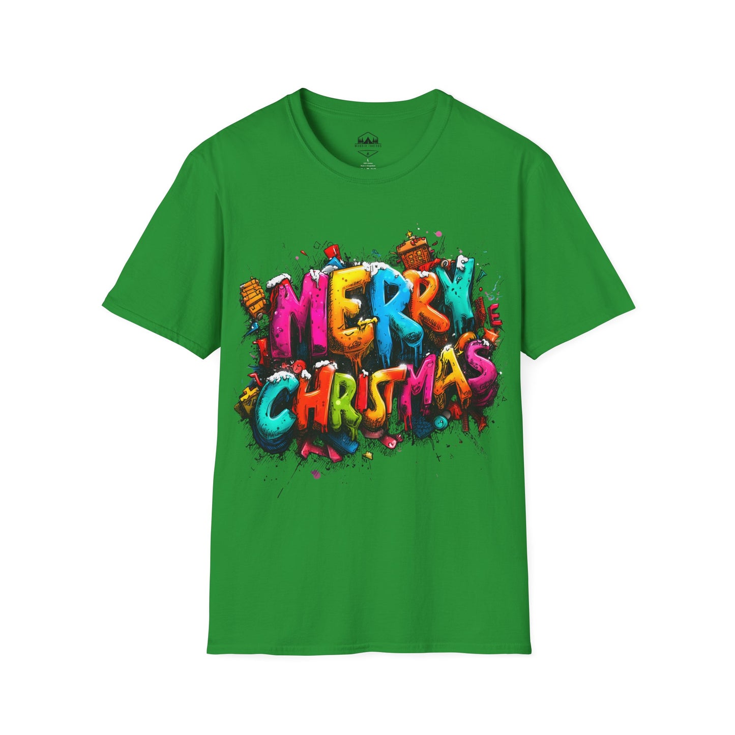 Colorful Graffiti "Merry Christmas" Holiday Tee