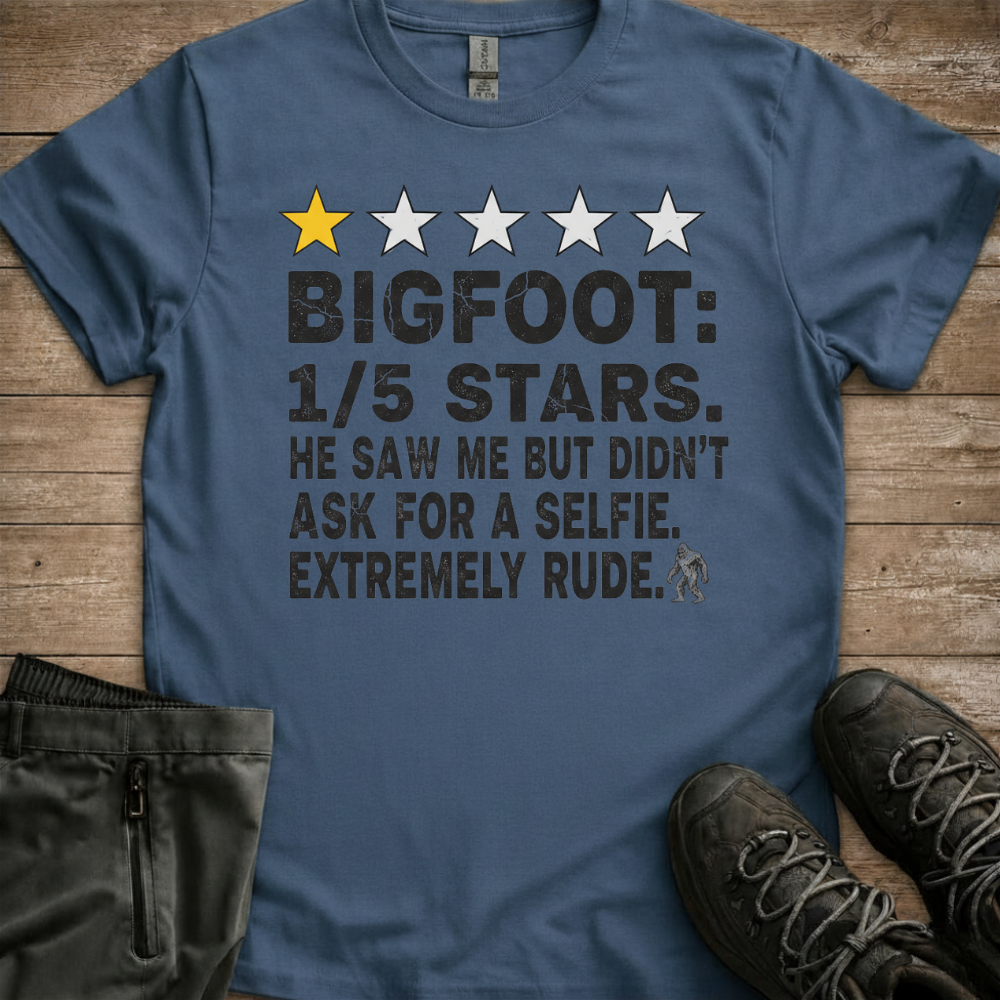 Bigfoot: 1/5 Stars — Funny Sasquatch Review Tee