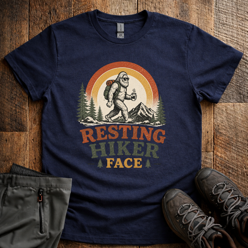 Resting Hiker Face - Yeti Edition T-Shirt