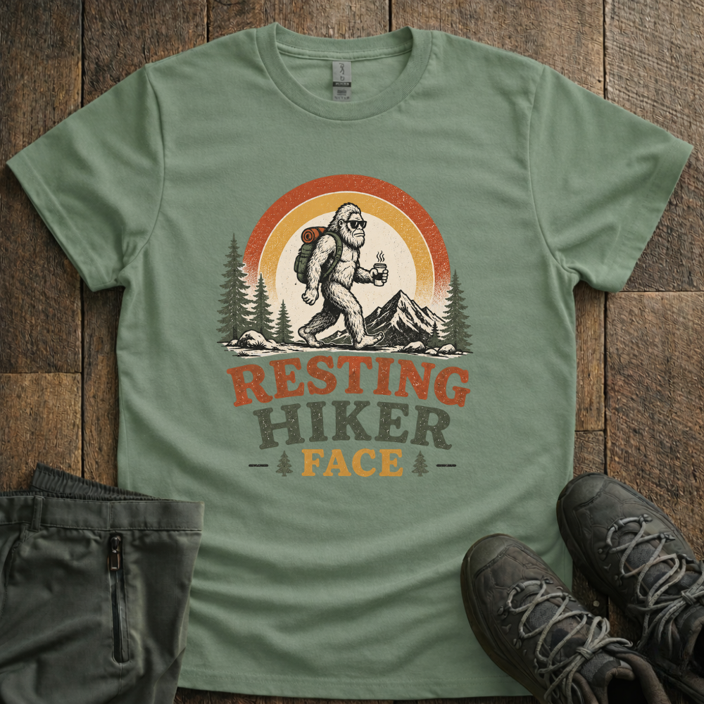 Resting Hiker Face - Yeti Edition T-Shirt