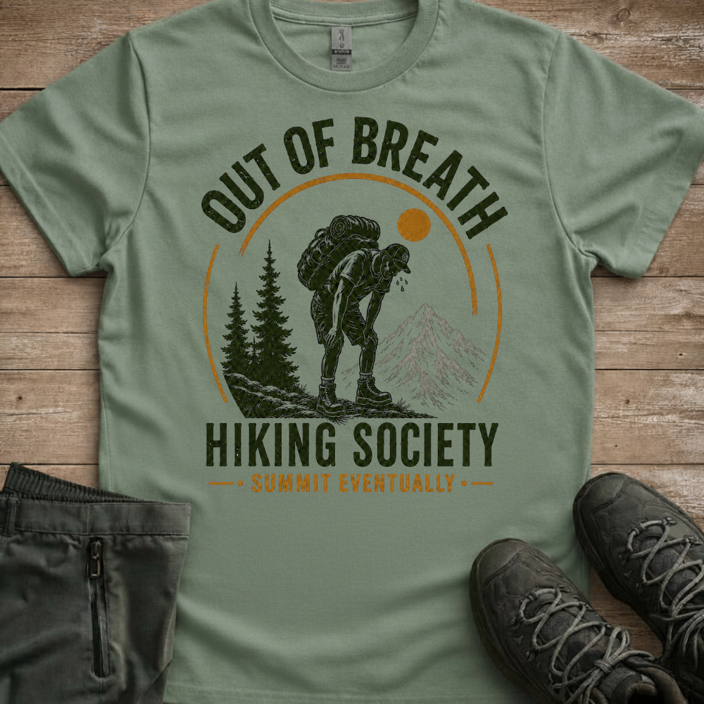 Out Of Breath Hiking Society — Funny Trail Tee