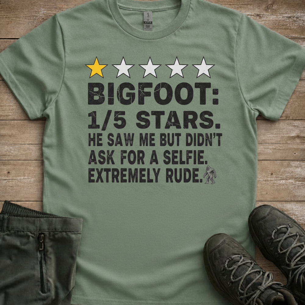 Bigfoot: 1/5 Stars — Funny Sasquatch Review Tee