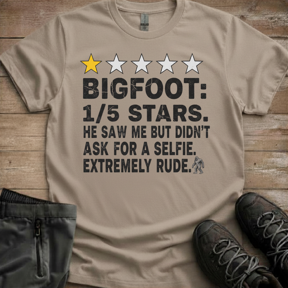 Bigfoot: 1/5 Stars — Funny Sasquatch Review Tee