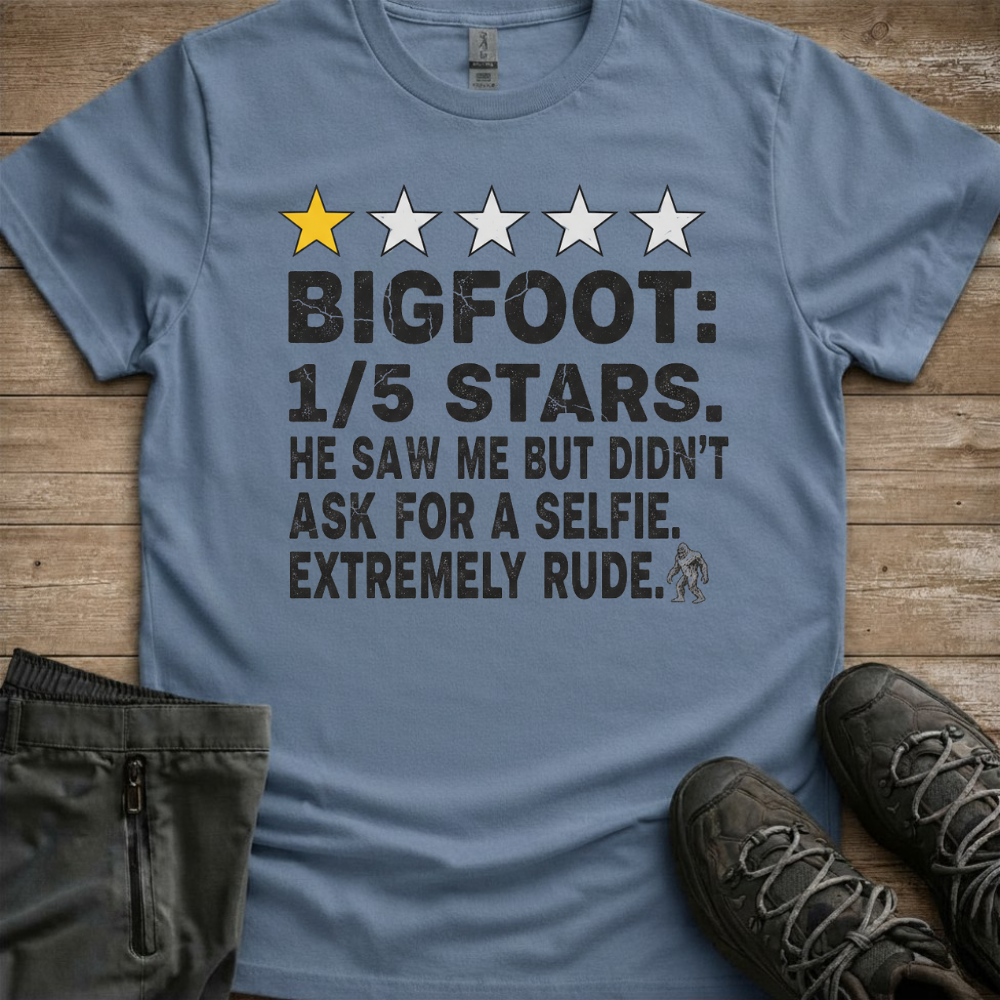 Bigfoot: 1/5 Stars — Funny Sasquatch Review Tee