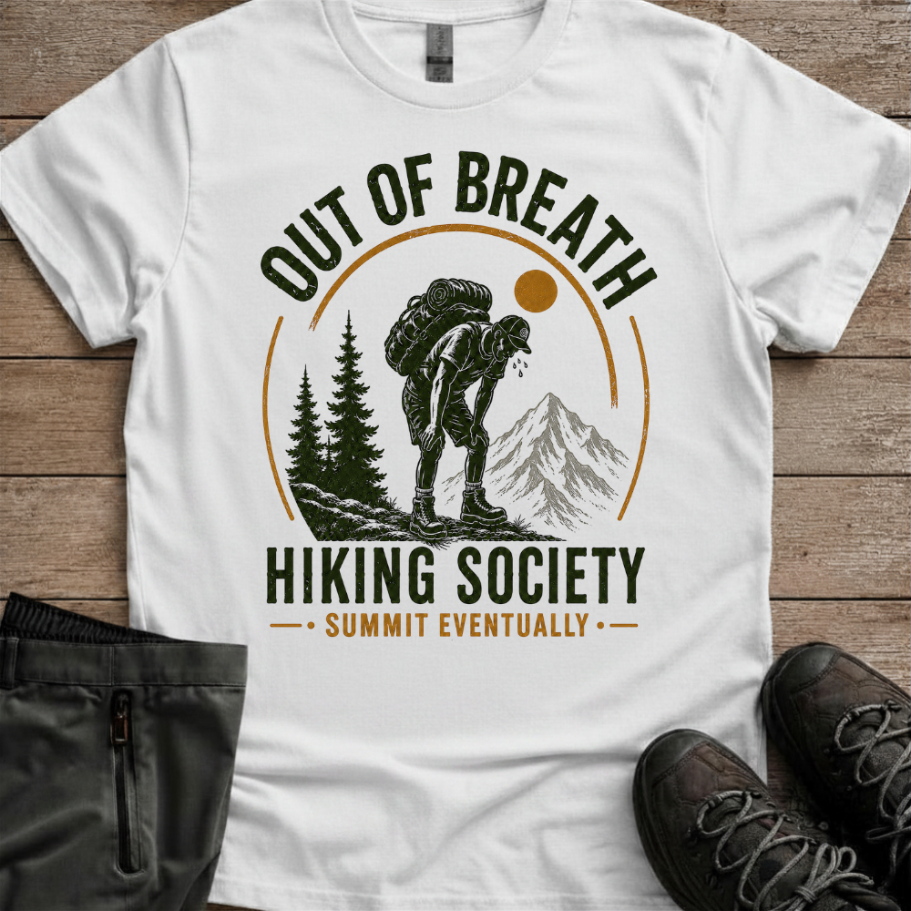 Out Of Breath Hiking Society — Funny Trail Tee