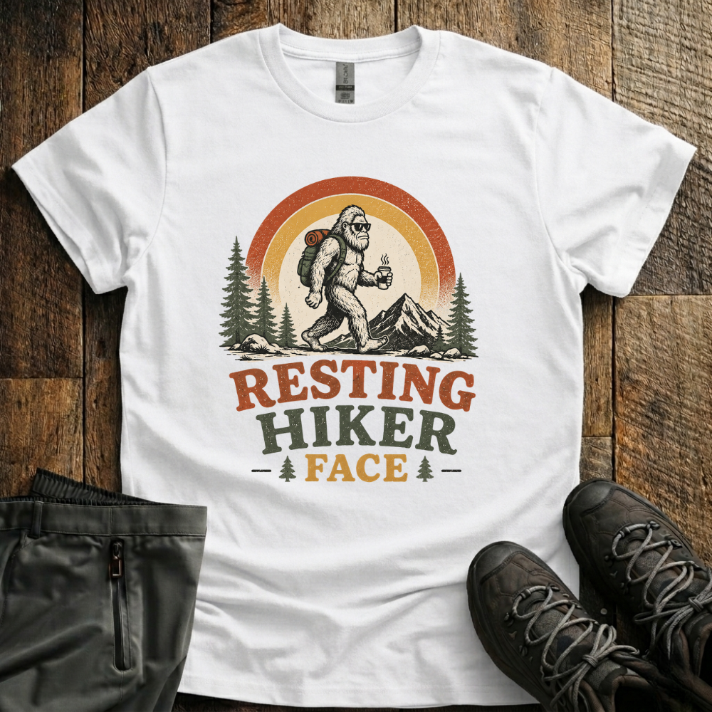 Resting Hiker Face - Yeti Edition T-Shirt