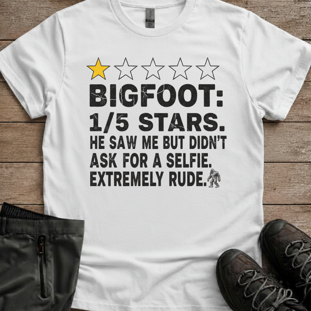 Bigfoot: 1/5 Stars — Funny Sasquatch Review Tee
